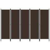 NNEVL 5-Panel Room Divider Brown 250x180 cm