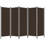 NNEVL 5-Panel Room Divider Brown 250x180 cm