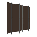 NNEVL 5-Panel Room Divider Brown 250x180 cm