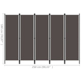 NNEVL 5-Panel Room Divider Anthracite 250x180 cm