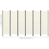 NNEVL 6-Panel Room Divider Cream White 300x180 cm