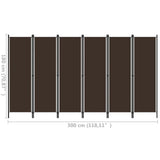 NNEVL 6-Panel Room Divider Brown 300x180 cm