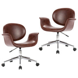 NNEVL Swivel Dining Chairs 2 pcs Brown Faux Leather