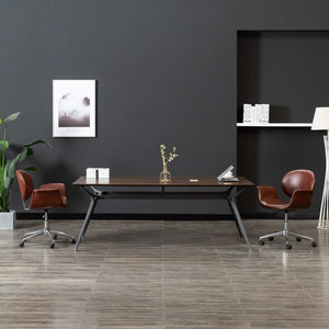 NNEVL Swivel Dining Chairs 2 pcs Brown Faux Leather