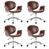 NNEVL Swivel Dining Chairs 4 pcs Brown Faux Leather