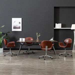 NNEVL Swivel Dining Chairs 4 pcs Brown Faux Leather