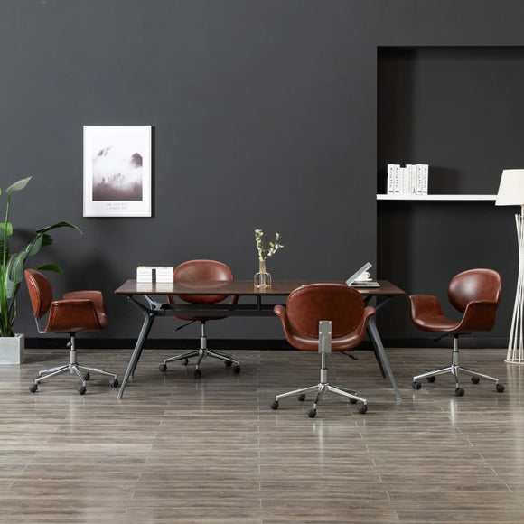 NNEVL Swivel Dining Chairs 4 pcs Brown Faux Leather