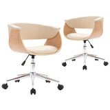 NNEVL Swivel Dining Chairs 2 pcs Cream Faux Leather