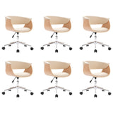 NNEVL Swivel Dining Chairs 6 pcs Cream Faux Leather