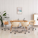 NNEVL Swivel Dining Chairs 6 pcs Cream Faux Leather