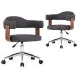 NNEVL Swivel Dining Chairs 2 pcs Grey Bent Wood and Fabric