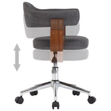 NNEVL Swivel Dining Chairs 2 pcs Grey Bent Wood and Fabric