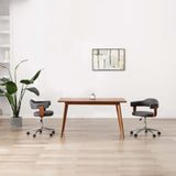 NNEVL Swivel Dining Chairs 2 pcs Grey Bent Wood and Fabric