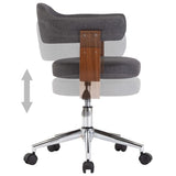 NNEVL Swivel Dining Chairs 4 pcs Grey Bent Wood and Fabric