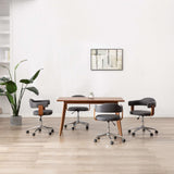 NNEVL Swivel Dining Chairs 4 pcs Grey Bent Wood and Fabric