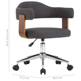 NNEVL Swivel Dining Chairs 6 pcs Grey Bent Wood and Fabric
