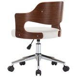 NNEVL Swivel Dining Chairs 2 pcs White Bent Wood and Faux Leather