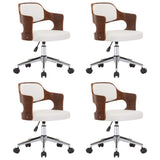 NNEVL Swivel Dining Chairs 4 pcs White Bent Wood and Faux Leather