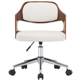 NNEVL Swivel Dining Chairs 4 pcs White Bent Wood and Faux Leather