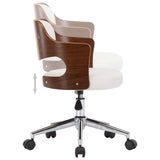 NNEVL Swivel Dining Chairs 4 pcs White Bent Wood and Faux Leather