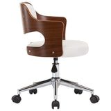 NNEVL Swivel Dining Chairs 6 pcs White Bent Wood and Faux Leather
