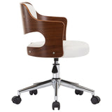NNEVL Swivel Dining Chairs 6 pcs White Bent Wood and Faux Leather