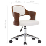 NNEVL Swivel Dining Chairs 6 pcs White Bent Wood and Faux Leather
