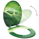 NNEVL WC Toilet Seat with Lid MDF Green Water Drop Design