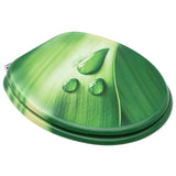 NNEVL WC Toilet Seat with Lid MDF Green Water Drop Design