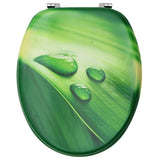 NNEVL WC Toilet Seat with Lid MDF Green Water Drop Design