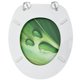 NNEVL WC Toilet Seat with Lid MDF Green Water Drop Design