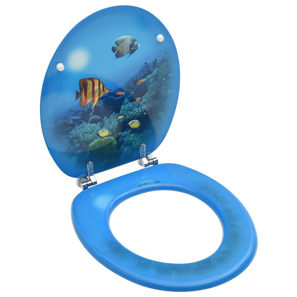NNEVL WC Toilet Seat with Lid MDF Deep Sea Design