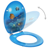 NNEVL WC Toilet Seat with Lid MDF Deep Sea Design