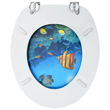 NNEVL WC Toilet Seat with Lid MDF Deep Sea Design