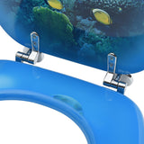 NNEVL WC Toilet Seat with Lid MDF Deep Sea Design