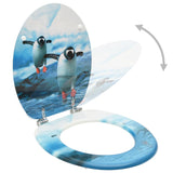 NNEVL WC Toilet Seat with Lid MDF Penguin Design