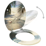NNEVL WC Toilet Seat with Lid MDF Beach Design