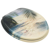 NNEVL WC Toilet Seat with Lid MDF Beach Design