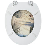 NNEVL WC Toilet Seat with Lid MDF Beach Design