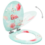 NNEVL WC Toilet Seat with Soft Close Lid MDF Flamingo Design