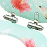 NNEVL WC Toilet Seat with Soft Close Lid MDF Flamingo Design