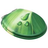 NNEVL WC Toilet Seat with Soft Close Lid MDF Green Water Drop Design