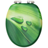 NNEVL WC Toilet Seat with Soft Close Lid MDF Green Water Drop Design