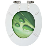 NNEVL WC Toilet Seat with Soft Close Lid MDF Green Water Drop Design