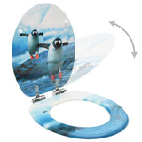 NNEVL WC Toilet Seat with Soft Close Lid MDF Penguin Design