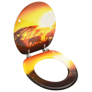 NNEVL WC Toilet Seat with Lid MDF Savanne Design