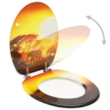 NNEVL WC Toilet Seat with Lid MDF Savanne Design