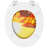 NNEVL WC Toilet Seat with Lid MDF Savanne Design
