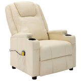 NNEVL Massage Reclining Chair Cream White Faux Leather