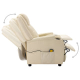 NNEVL Massage Reclining Chair Cream White Faux Leather